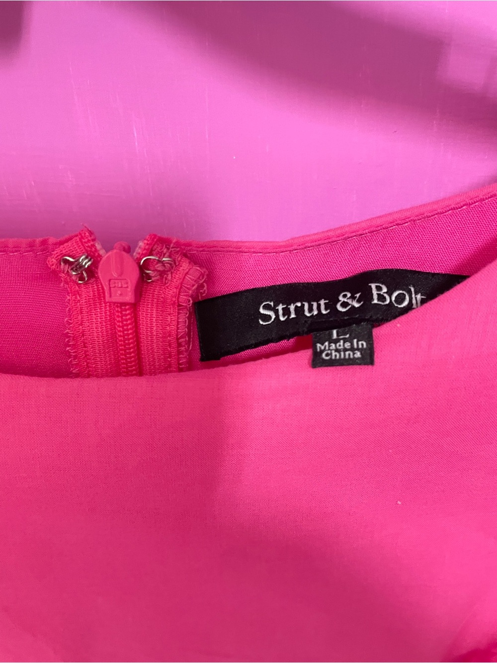 Women's Hot Pink Short Sleeve Ruched Dress - Picture 2 of 5